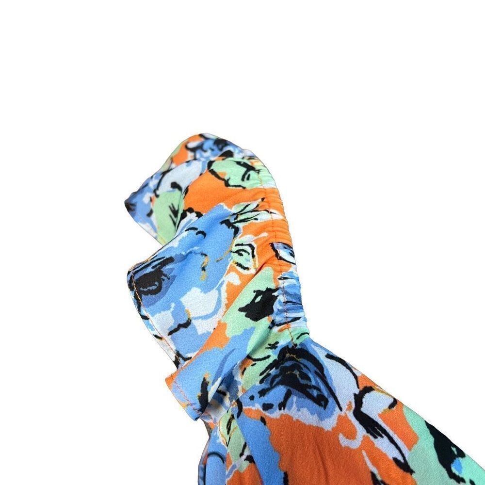 19 Cooper KEYHOLE RUFFLE MIDI DRESS IN CORAL FLORAL Size XS - Picture 11 of 16